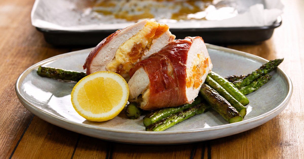 Camembert Stuffed Chicken Breast Wrapped in Bacon